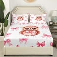 thumbnail image 3 of Erosebridal Bowknot Owl Sheet Set King, Princess Bow Bedding Sets King Size, 4 Pieces, 3 of 7