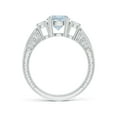 thumbnail image 2 of ANGARA Natural Three Stone Round 1.12 ct Aquamarine and Diamond Ring in 14K White Gold for Women (Size-7mm) | March Birthstone, Birthday, Anniversary, Jewelry Gift for Women | Natural Aquamarine Ring, 2 of 9