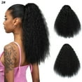 thumbnail image 1 of Zhuge Cola de caballo sintética con cordón y ondas rizadas de maíz de 16 pulgadas de largo, extensiones de cabello ondulado negro con peine, color negro natural, 1 of 2