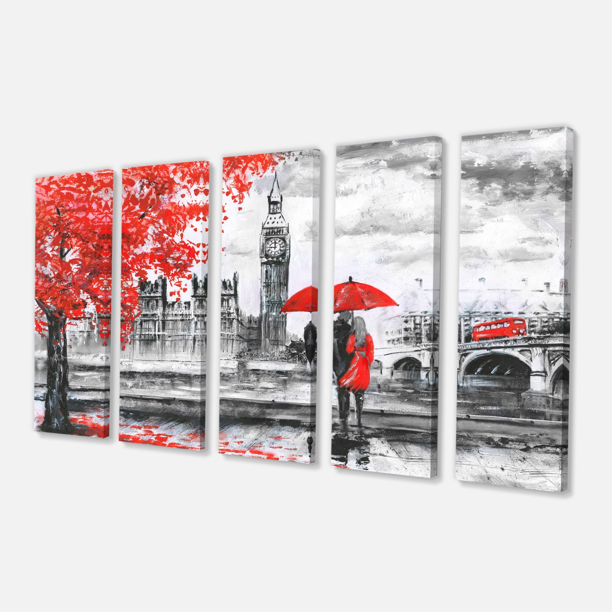 Designart 'Couples Walking in Paris ' Landscape Canvas Art Print
