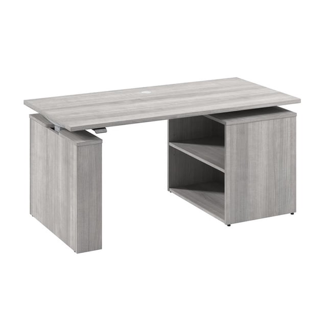 Scranton & Co Engineered Wood 60W x 30D Standing Desk with Bookcase in Gray