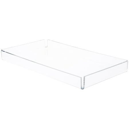 Plymor Clear Acrylic Open Corner Merchandise Display Tray, 8.25" W x 15.25" D x 1.25" H (2 Pack)