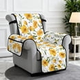 thumbnail image 2 of TSOVTHRID Yellow Flower White Print Recliner Chair Covers Lazy Boy Recliner Covers Stay in Place Couch Cover Slipcovers Non-Slip Furniture Protector with Elastic Strap for Pets, 2 of 7
