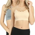 thumbnail image 1 of Womens Comfort Seamless Crisscross Front Strappy Bralette Sports Bra Top with Removable Pads (S~3XL), 1 of 3