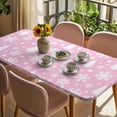 thumbnail image 3 of Pink White Christmas Table Cloths for 3 Foot Rectangle Tables, Xmas Tree Snowflake Winter Abstract Patio Waterproof Elastic Fitted Tablecloths, Washable Rectangular Table Cover for Camping, 3 of 8