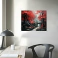 thumbnail image 3 of COMIO Wall Art Decor Canvas Print Picture Red Forest Waterfalls 1 Piece Modern Landscape Tree for Living Room Bedroom Kitchen Office Home Decorations Stretched and Framed Ready to Hang, 3 of 4