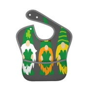 Bingfone Mess-Proof Baby Bib - Waterproof Bib For Baby Boy Or Girl With Food Catcher Pocket, Unisex-Spring St Patrick’s Day Irish Gnomes