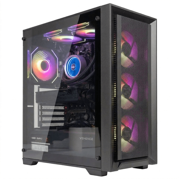 Gaming PC Desktop Computer Liquid Cooling Intel i7-8700K GTX 1060 16GB DDR4 512GB NVMe SSD 1TB HDD WiFi 6 Bluetooth 5.4 Windows 11 w/ Keyboard & Mouse