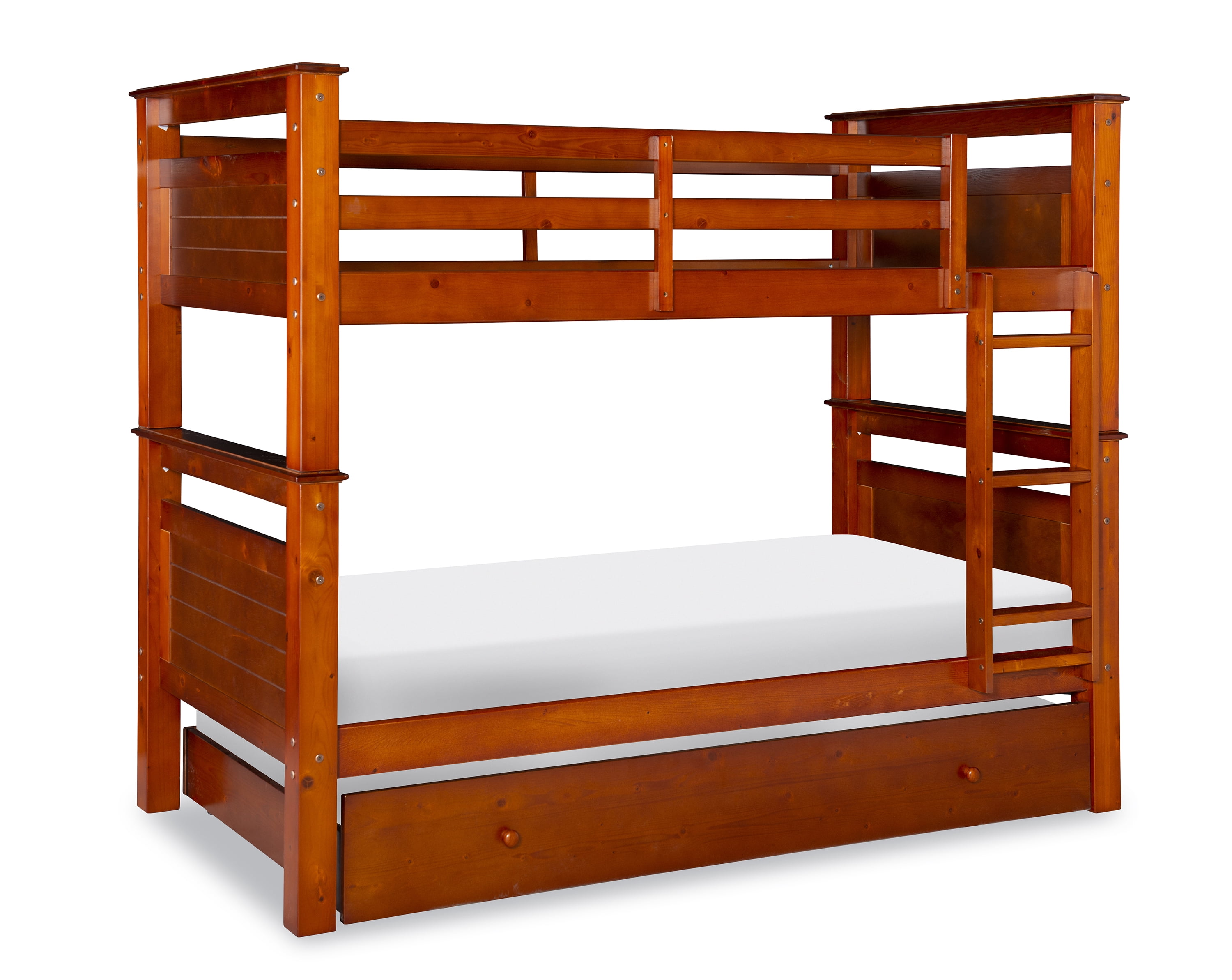 Linon Lemley Pine Bunk Bed Storage, Twin-Over-Twin, Walnut