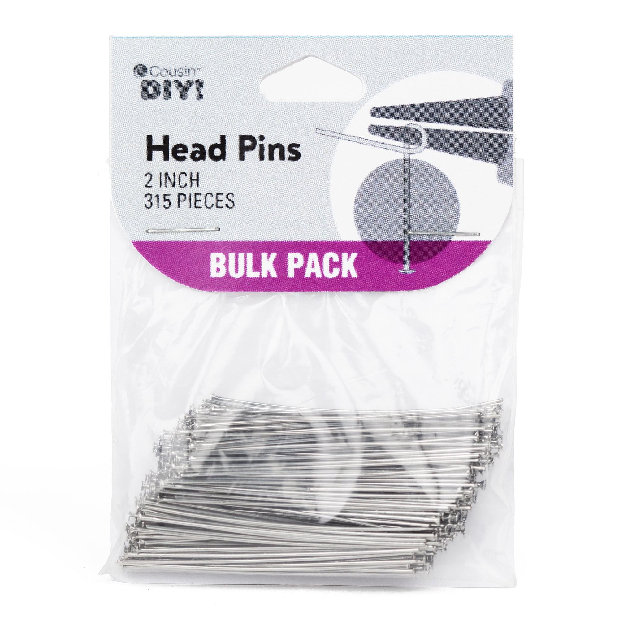 (2 pack) Cousin DIY Metal Head Pins, 315 Pieces, Silver Finish