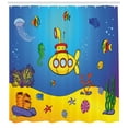 thumbnail image 3 of Ambesonne Yellow Submarine Shower Curtain, Nautical, 69"Wx75"L, Blue Yellow, 3 of 3