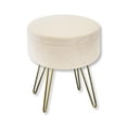 thumbnail image 1 of ITY International - Velvet Ottoman / Footstool with Storage and Tray, Metal Base, White, 1 of 7