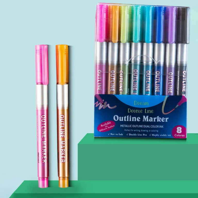 Dreamy Double-line Contour Pens, Outlining Pens, Highlighters