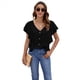 thumbnail image 5 of Blusas Informales Elegantes para Mujer, Blusas con Cuello en V, Botones y Mangas con Volantes. Negro XXL, 5 of 10
