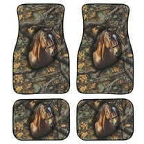 Renewold Horse Camo Hunting Forest Car Floor Mats 4 Pieces Universal Fit Anti-slip Horse Camouflage Front & Rear Car Carpet All Weather Protection for Car SUV Van Truck, All Season