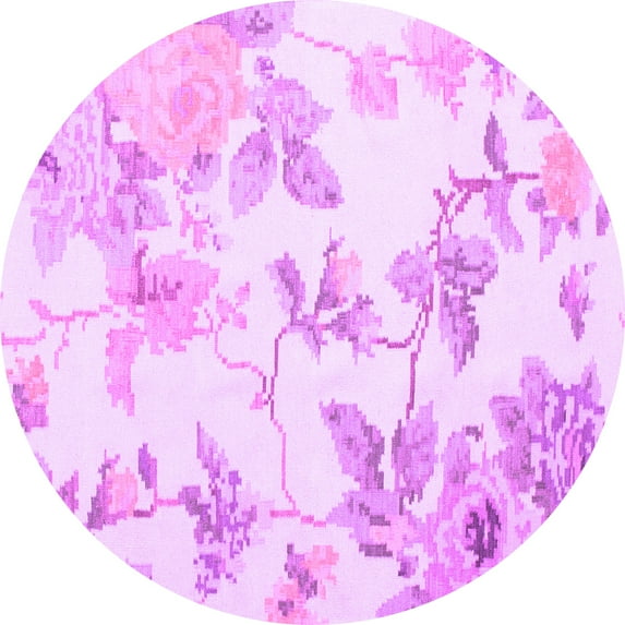 Ahgly Company Indoor Round Floral Purple Coastal Area Rugs, 8' Round