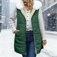 thumbnail image 6 of larppty Long Puffer Vest for Women Reversible Fleece Sherpa Jacket Sleeveless Hooded Zip Up Fur Trim Winter Coat Fall Vests Outerwear (Green, XL), 6 of 9