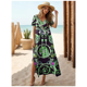 thumbnail image 2 of Vestidos para mujer, moda, cuello en V, vestido largo diario, manga corta, falda de mujer, estilo bohemio, vestidos con abertura, ropa de verano para mujer, 2 of 2