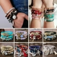 thumbnail image 5 of EOEMY Charm Boho Women Multi-Layer Stretch Beaded Natural Stone Tassel Bracelet Bangle-4Pcs Gray Beads, 5 of 9