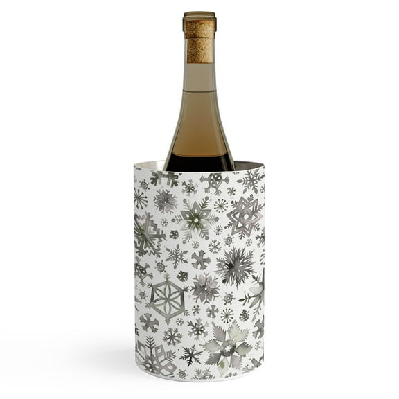 Society6 Ninola Design Winter Stars Snowflakes Gray Wine Chiller