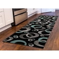 thumbnail image 2 of Linon Miso Barnet Polypropylene 2'6"x8' Rug in Black and Turquoise, 2 of 6