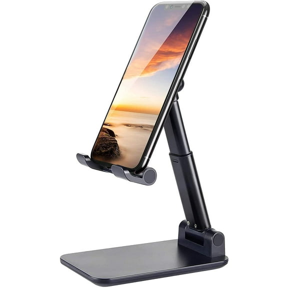 MENKEY Phone Stand for Desk, Foldable Portable Adjustable Tablet Cell Phone Holder Charging Dock Cellphone Holder Office, Sturdy Mobile Stand Hand Metal Desktop iPhone Stand