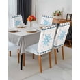 thumbnail image 3 of Stretch Chair Covers Set of 6, Christmas Winter Snowflake Blue Stripes Universal Fit Elastic Decorative Dining Chairs Slipcovers for Wedding, Banquet, Snowflakes Vintage Linen, 3 of 6