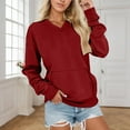 thumbnail image 5 of Women's Plus Size V-Neck Fleece Lined Sweatshirt, Oversized Long Sleeve Soft Comfortable Pullover for Fall Winter Fashion, Casual Streetwear, Daily Loungewear, Holiday and Travel Outfits Red XL, 5 of 6