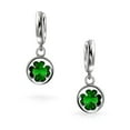 thumbnail image 2 of Bling Jewelry Womens Luck of the Irish Shamrock Green CZ Clover Dangle Earrings Silver Lever back, 2 of 5