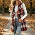thumbnail image 6 of Women's Casual Oversized Plaid Vest Large Lapel Sleeveless Open Front Cardigan Vest, 6 of 7