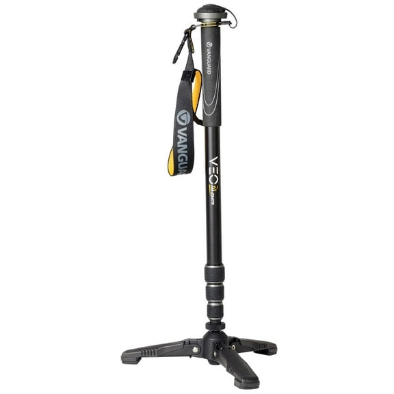 Vanguard VEO 2S AM-234TR Aluminum Monopod with Tri-Feet and Smartphone Connector, 11 lbs Capacity, 61" Height, Black/Gray