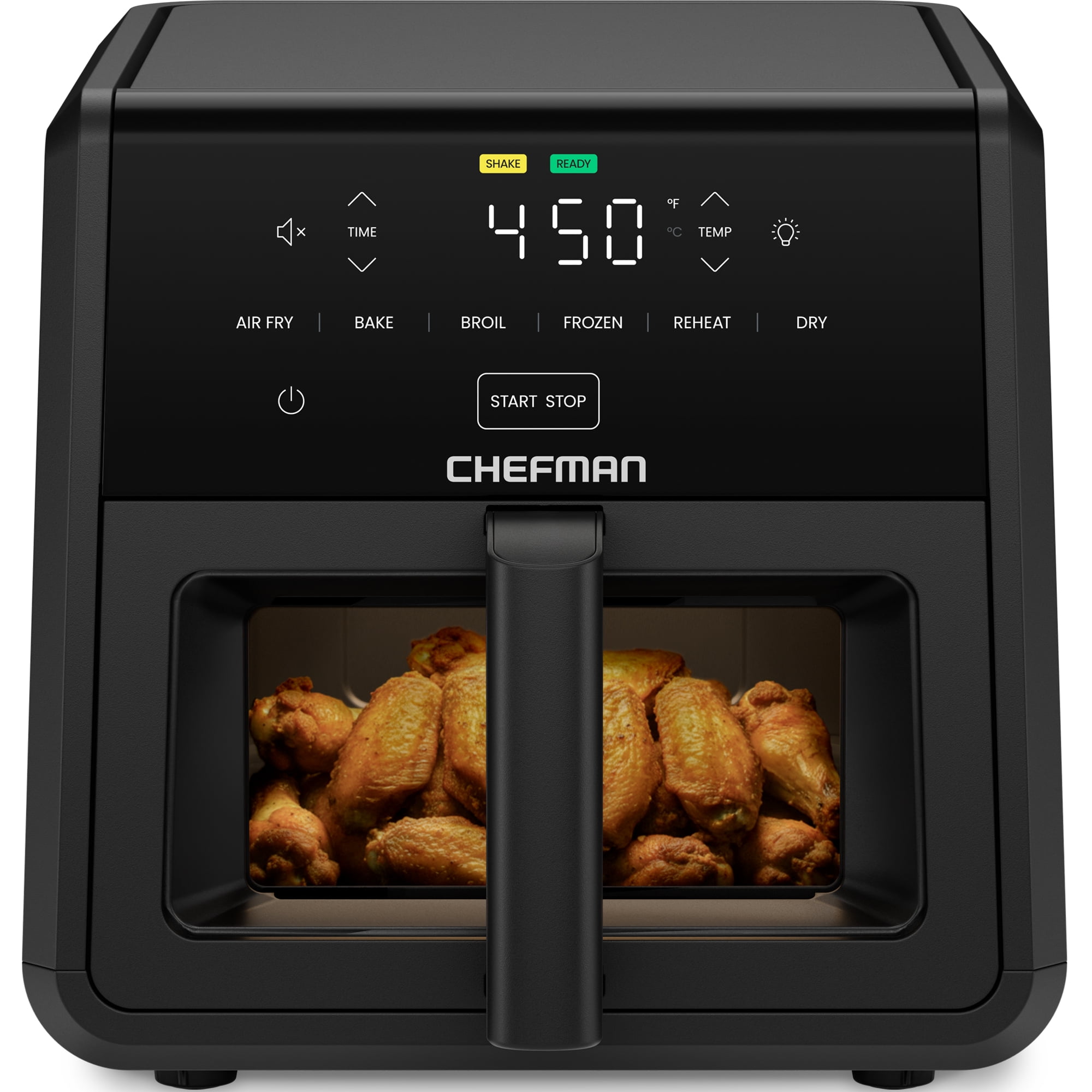 Chefman TurboFry Air Fryer, 450°F Max Temp, 6 Functions, and 9-Quart Capacity - Black