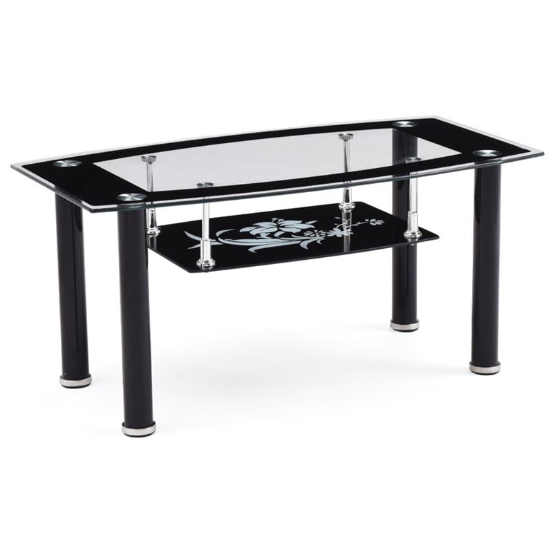 Hodedah Tempered Glass Coffee Table