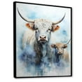 thumbnail image 2 of Designart "Watercolor Family Of Highland Yaks" Yaks Floater Framed Wall Art Living Room, 2 of 5