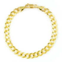 Nuragold 14k Real Yellow Gold Solid Cuban Curb Link 7mm Chain Bracelet (7"-9") Italian Jewelry for Men
