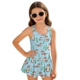 thumbnail image 4 of COEQINE Girls One Piece Bathing Suit, Scoop U-Neck & V Back Playful Swimsuit with Attached Skirt, Beach Swim Dress for Kids Age 3-4, Machine Washable, Otter Seagrass Blue, 4 of 8