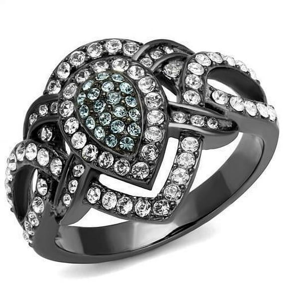 Womens Light Black Ring Anillo Para Mujer 316L Stainless Steel Ring with Top Grade Crystal in Multi Color Dora