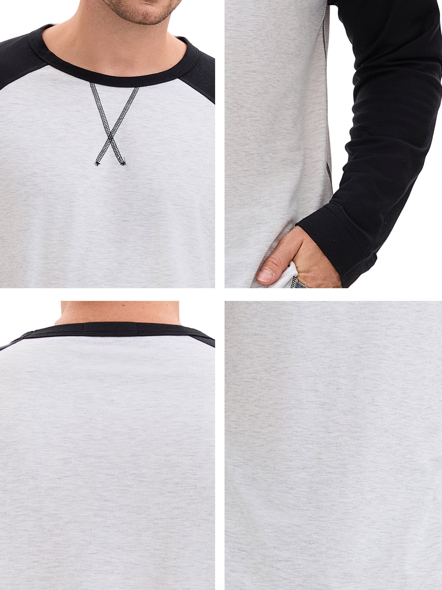 DARING DIVA Men's Long Sleeve Color Block Casual Raglan T-Shirt M Black White