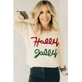thumbnail image 5 of Ushdele Beige Sweater with Tinsel, Casual Long-Sleeve, Festive Style, 5 of 8