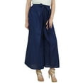 thumbnail image 3 of Phagun Pantalon Harem Pêcheur Bleu Uni Dames Ceinture Auto-Nouée Tenue Décontractée-TTTG, 3 of 6