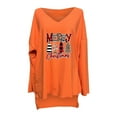 thumbnail image 4 of Womens V Neck Long Sleeve Tops Long Tops Wear with Leggings Casual Christmas Print High Low Hem Pullover Shirts(Orange,XXL), 4 of 5