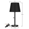 Haitral Modern Black Metal Table Lamp with Pull Chain, Set of 2