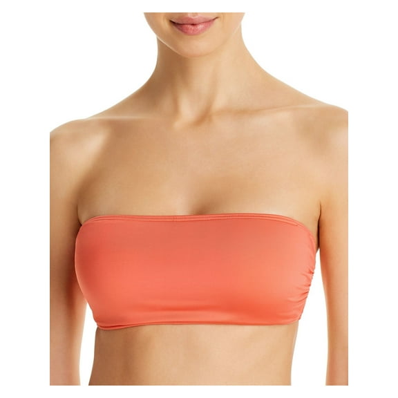 KATE SPADE Women's Orange Stretch Bikini Removable Cups Convertible Adjustable Bandeau Swimsuit Top M
