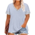 thumbnail image 3 of Lcziwo Short Sleeve Shirts for Women V Neck Casual Loose Summer Tshirts Patchwork Sequin Going Out Base Tees 2026 Gray,L, 3 of 7