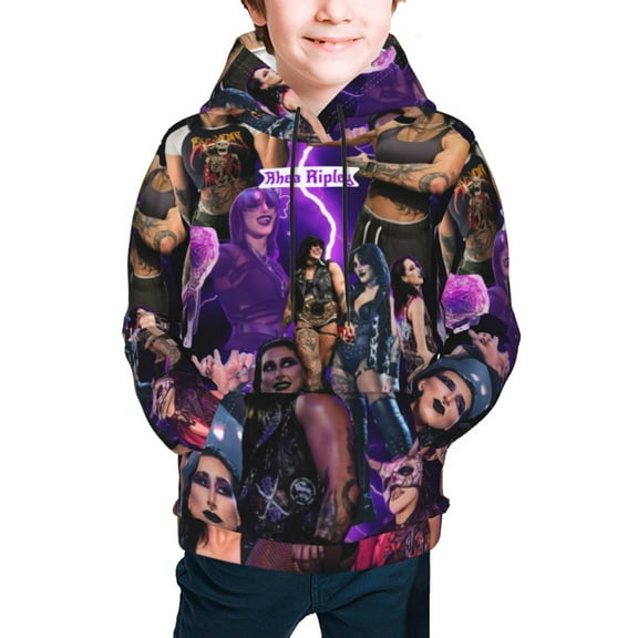 Rhea Ripley Youth Cartoon Hoodie Fashion Long Sleeve Kids Pullover Coat Casual Hoody Hooded Sweatshirts for Boys Girls