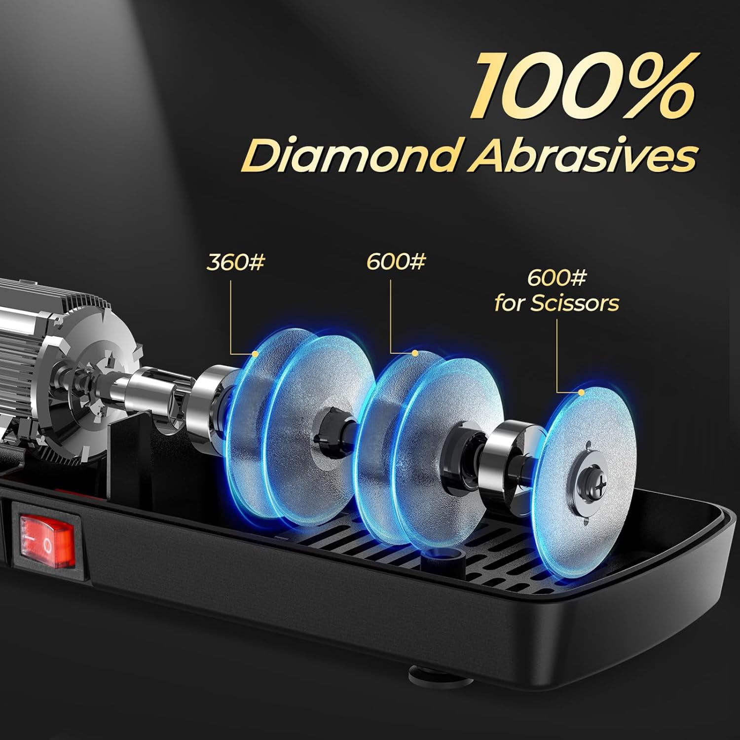 Electric Knife Sharpener with  Abrasives for Stainless Steel Ceramic Knives and Scissors, Quick Sharpening System with Dust  Box