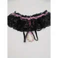 thumbnail image 2 of Tangas de malla con encaje floral, bragas con lazo y entrepierna abierta con perlas artificiales, lencería y ropa interior sexy para mujer, 2 of 5