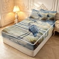 thumbnail image 2 of Erosebridal Graceful Heron Bird Art Zipper Queen Comforter Set with Fitted Sheet and 2 Pillowcases,Boho Animals Zipper Bedding Set,Blue Brown,Light Gray Reversible,4pcs, 2 of 8