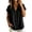 Black, variant on Women's Spring Summer V-Neck Buttoned Ruffled Cap Sleeve Blouse | Casual Textured Flowy Top | Elegant Daily Vacation Shirt