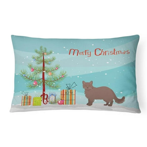 Carolines Treasures CK4737PW1216 12 x 3 x 16 in. York Chocolate No.1 Cat Merry Christmas Canvas Fabric Decorative Pillow